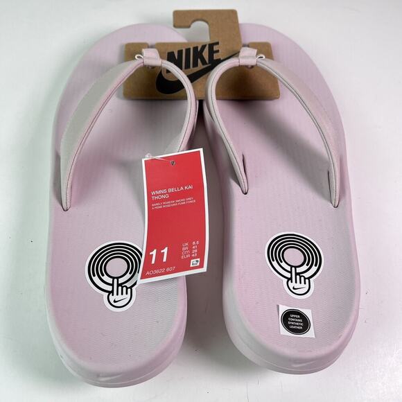 Nike Bella Kai Thong Women 11 Flip-Flop Slide Sandal AO3622 607 Barely Rose/Grey - Picture 3 of 8